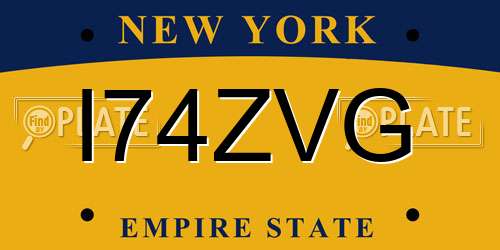 I74ZVG New York License Plate
