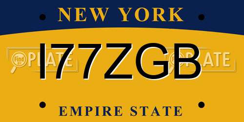 I77ZGB New York License Plate