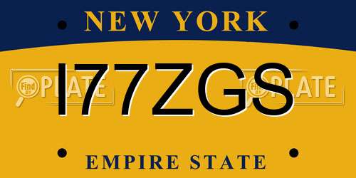 I77ZGS New York License Plate