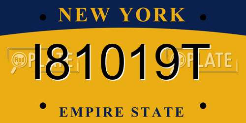 I81019T New York License Plate