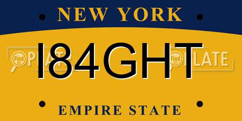I84GHT New York License Plate