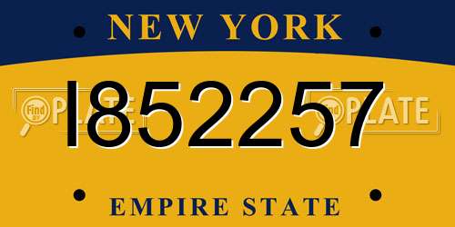 I852257 New York License Plate
