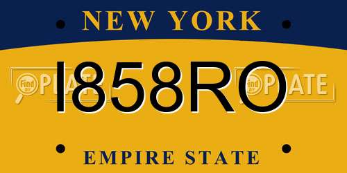 I858RO New York License Plate