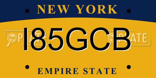 I85GCB New York License Plate