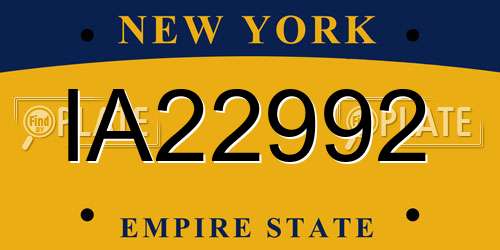 IA22992 New York License Plate