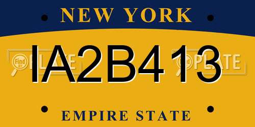 IA2B413 New York License Plate