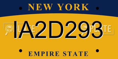 IA2D293 New York License Plate