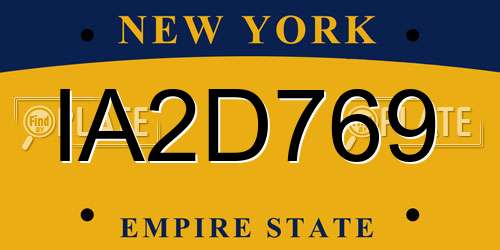 IA2D769 New York License Plate
