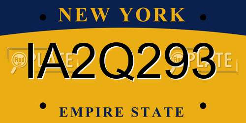 IA2Q293 New York License Plate