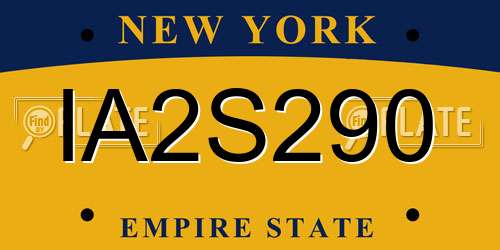 IA2S290 New York License Plate