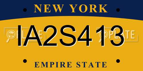 IA2S413 New York License Plate