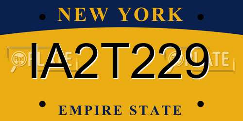 IA2T229 New York License Plate