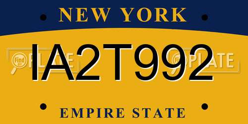 IA2T992 New York License Plate