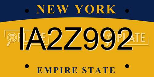 IA2Z992 New York License Plate
