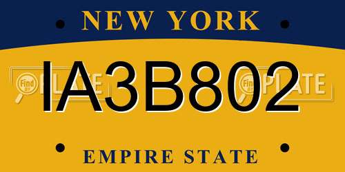 IA3B802 New York License Plate