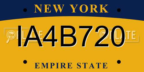 IA4B720 New York License Plate