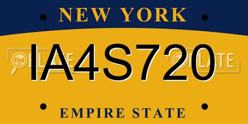 IA4S720 New York License Plate