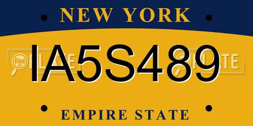 IA5S489 New York License Plate