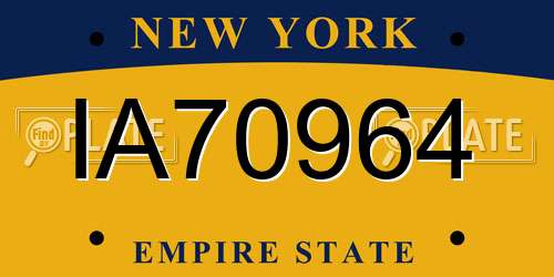 IA70964 New York License Plate