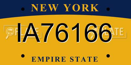 IA76166 New York License Plate