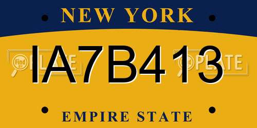 IA7B413 New York License Plate