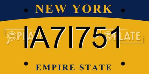 IA7I751 New York License Plate