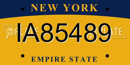 IA85489 New York License Plate