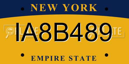 IA8B489 New York License Plate