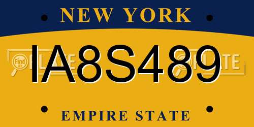 IA8S489 New York License Plate