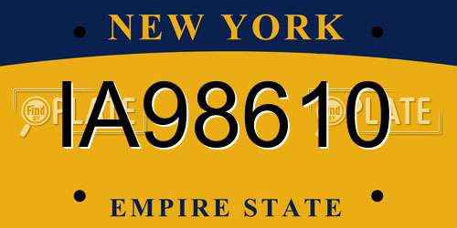 IA98610 New York License Plate