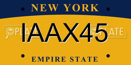 IAAX45 New York License Plate