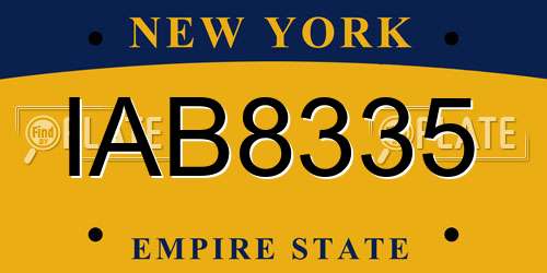 IAB8335 New York License Plate