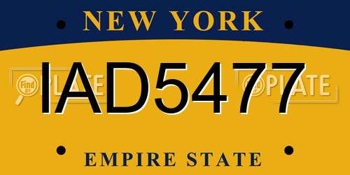 IAD5477 New York License Plate