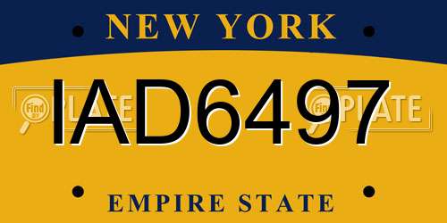 IAD6497 New York License Plate
