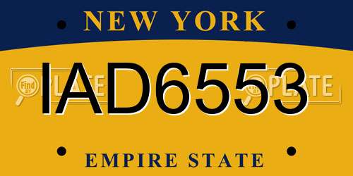IAD6553 New York License Plate