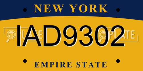 IAD9302 New York License Plate