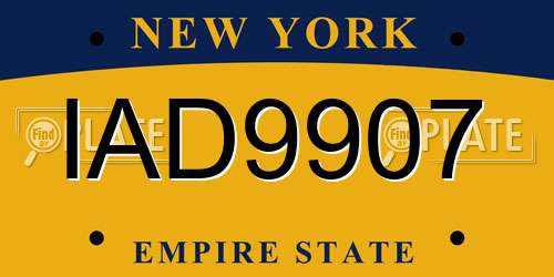 IAD9907 New York License Plate