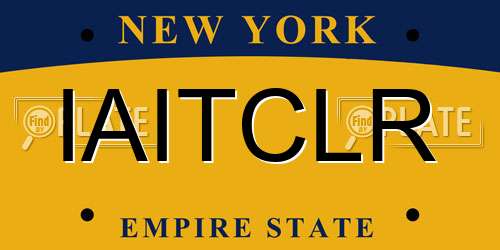 IAITCLR New York License Plate