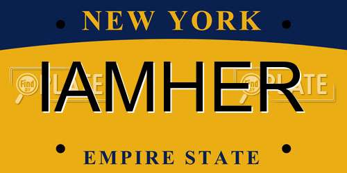 IAMHER New York License Plate