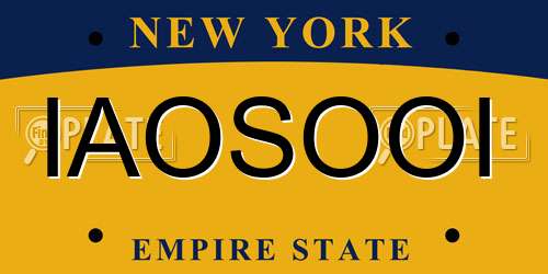 IAOSOOI New York License Plate