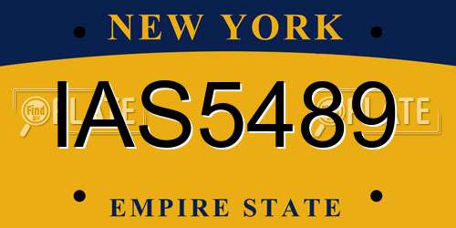 IAS5489 New York License Plate