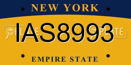 IAS8993 New York License Plate