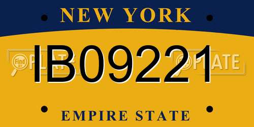 IB09221 New York License Plate