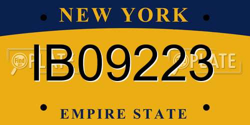 IB09223 New York License Plate