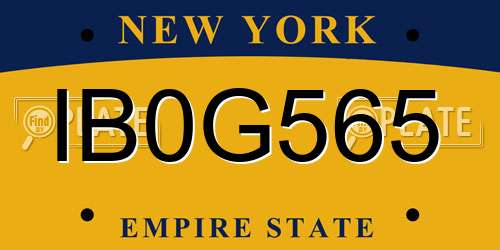 IB0G565 New York License Plate