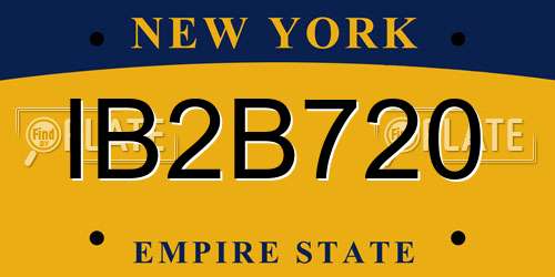 IB2B720 New York License Plate