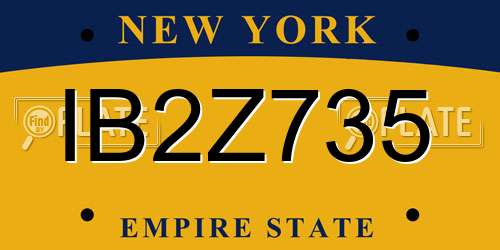 IB2Z735 New York License Plate