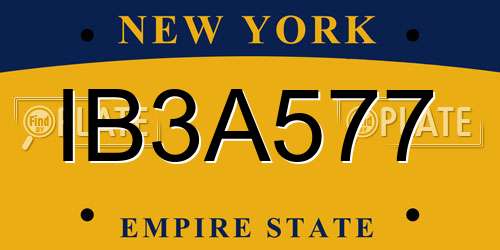 IB3A577 New York License Plate
