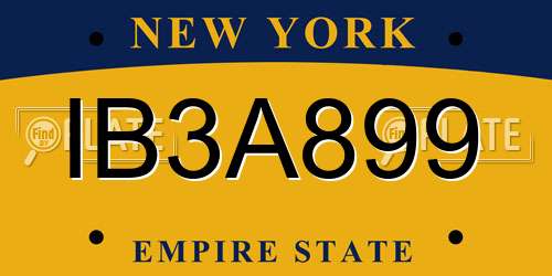 IB3A899 New York License Plate