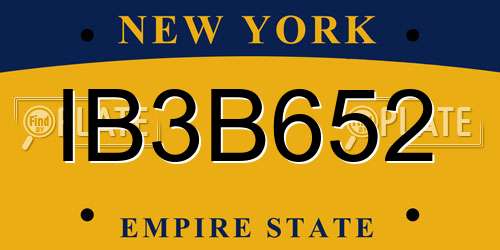 IB3B652 New York License Plate